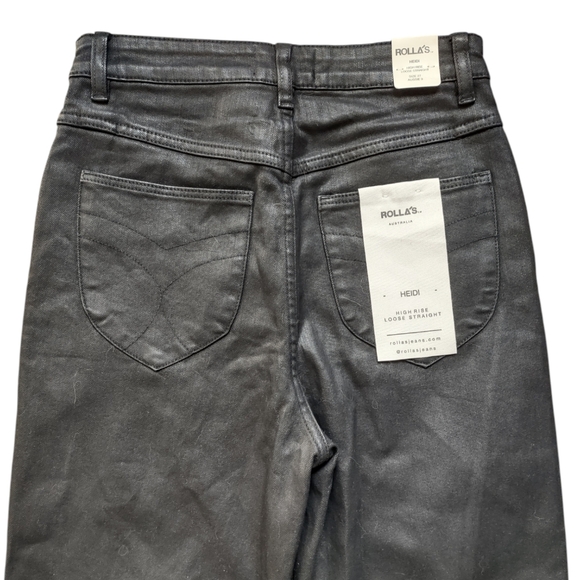 Rolla's Heidi Loose Jeans Coated Black NWT - Picture 5 of 16